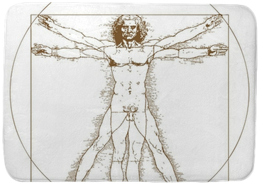 Vitruvian Man By Leonardo Da Vinci Bath Mat • Pixers® - Leonardo Da Vinci Macchine (400x400), Png Download