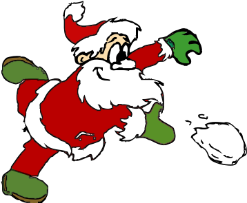 Picture Free Library Santa Throwing Color Holiday Christmas - Santa Throwing A Snowball (382x324), Png Download