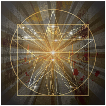 The Vitruvian Man Inscribed In The Medieval Mystic - Divine Spark By Graham Hancock (400x400), Png Download