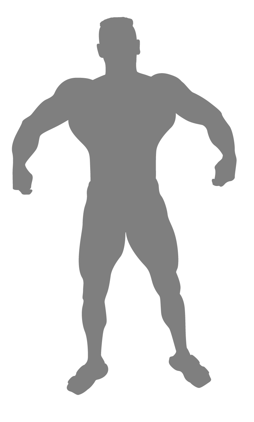 Man Silhouette Clipart Silhouette Vitruvian Man Clip - Muscle Man Silhouette (814x1350), Png Download