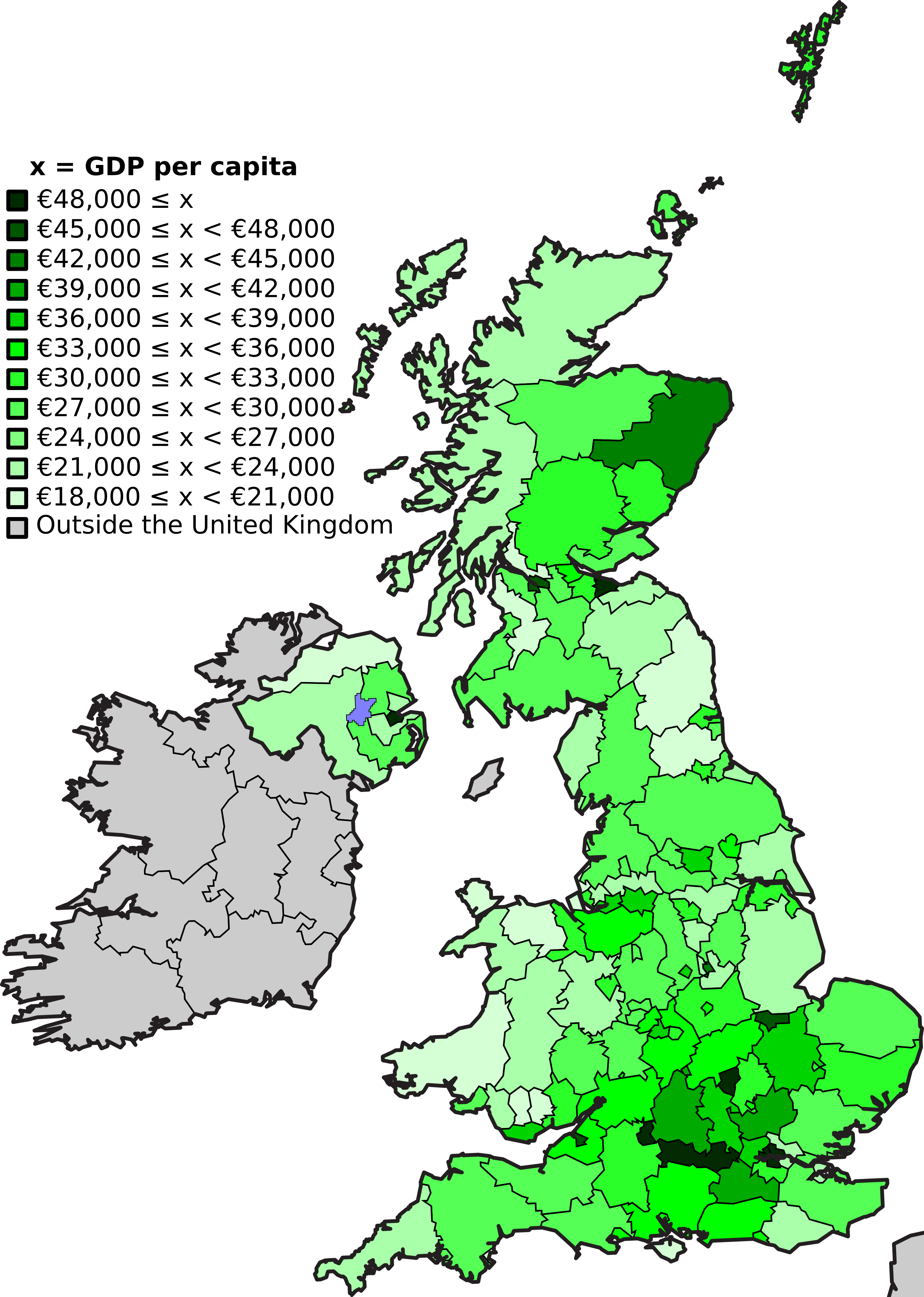 Map Of 2007 Gdp Per Capita In The Uk - 1992 Bse Outbreak Map Uk (2926x4106), Png Download