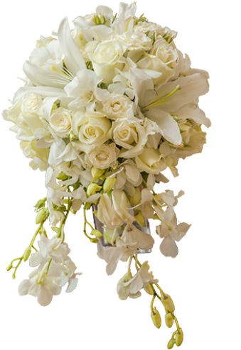 White Cascading Bouquet - Wedding White Bouquets Png (500x500), Png Download