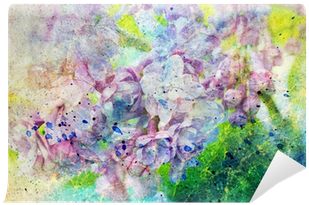 Lilac Branch And Messy Watercolor Splatter Wall Mural - Watercolor Painting (400x400), Png Download