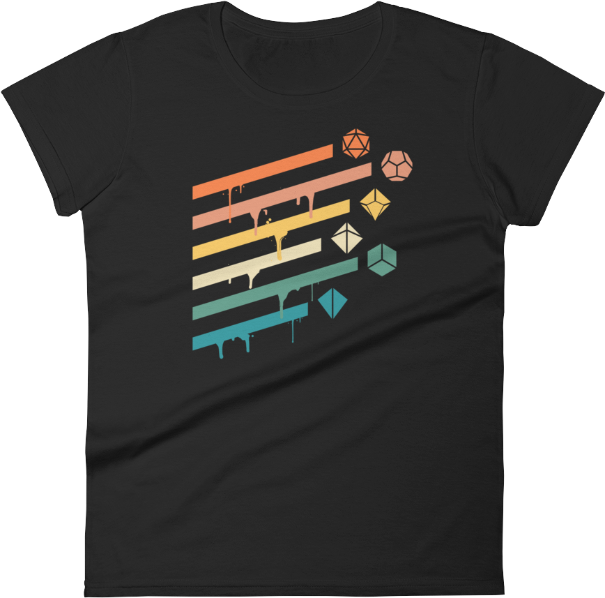 Retro Dripping Paint Polyhedral Dice Set Women's Rpg - T-shirt (1000x1000), Png Download