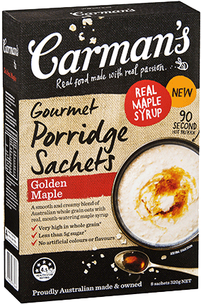 Golden Maple Gourmet Porridge Sachets - Carman's Gourmet Protein Bars Dark Choc & Cranberry, (470x470), Png Download