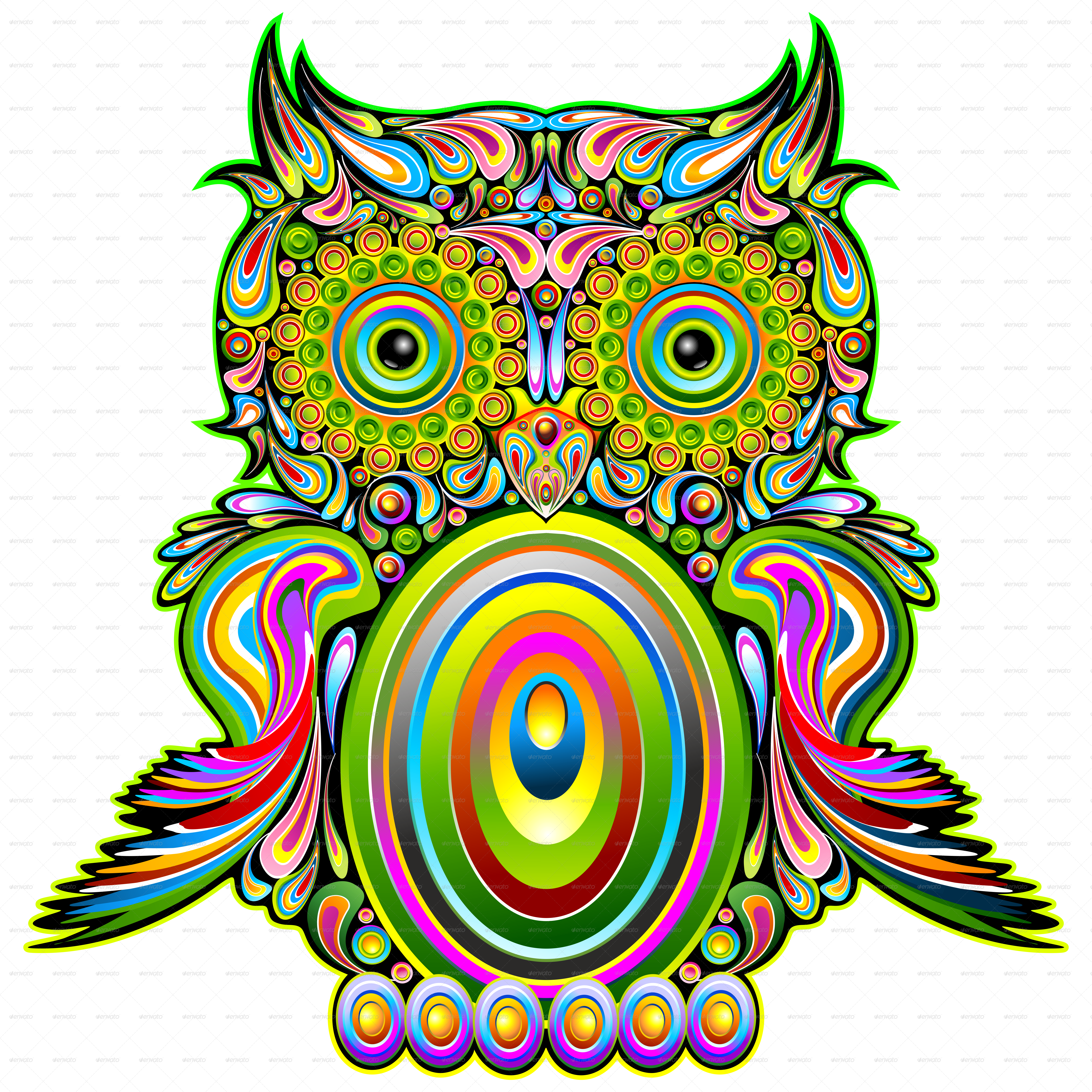 Clipart Free Owl Pop Art By Bluedarkat Graphicriver - Psychedelic Pop Art (5000x5000), Png Download