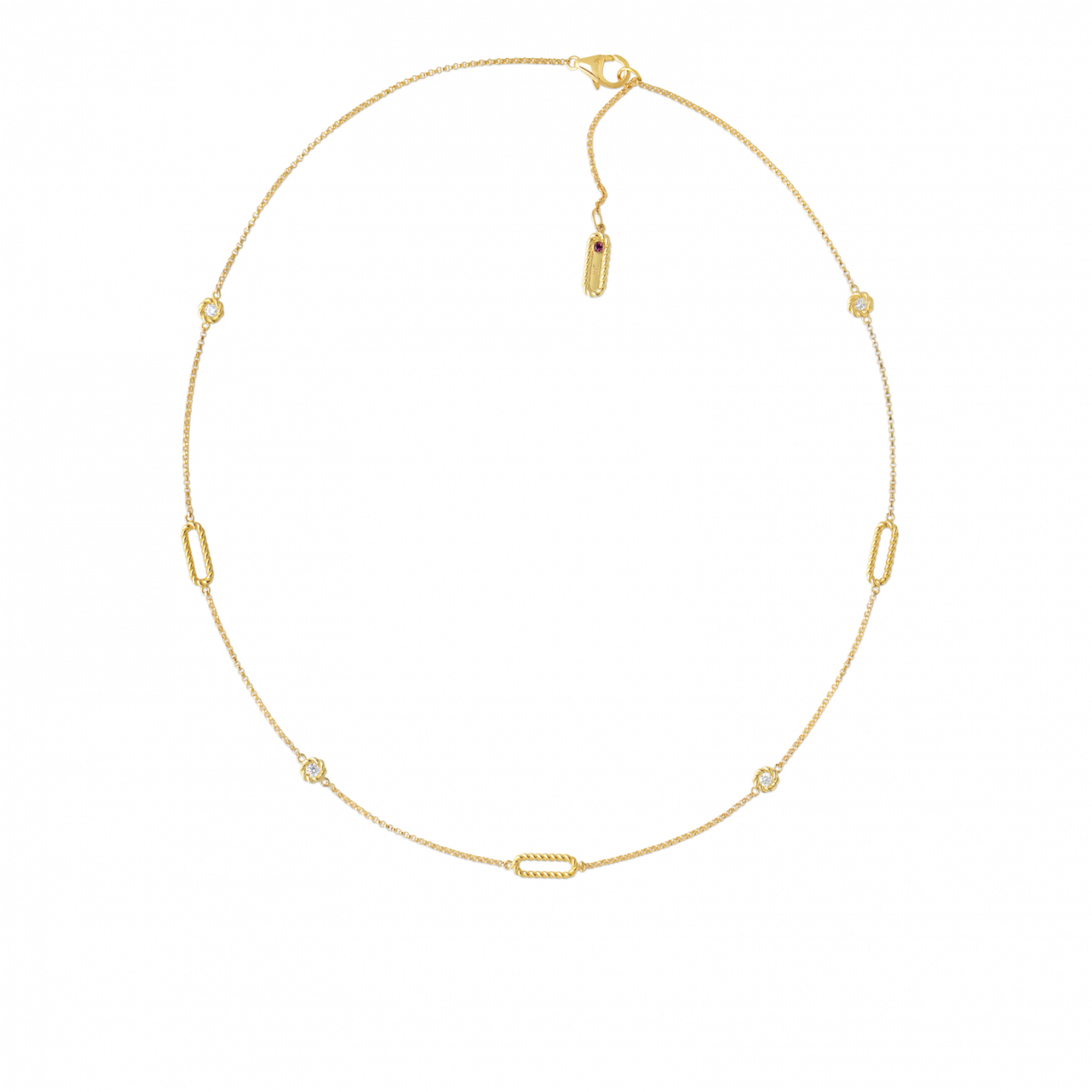 Roberto Coin 18kt Gold Necklace With Alternating Diamond - Earrings (1410x1800), Png Download