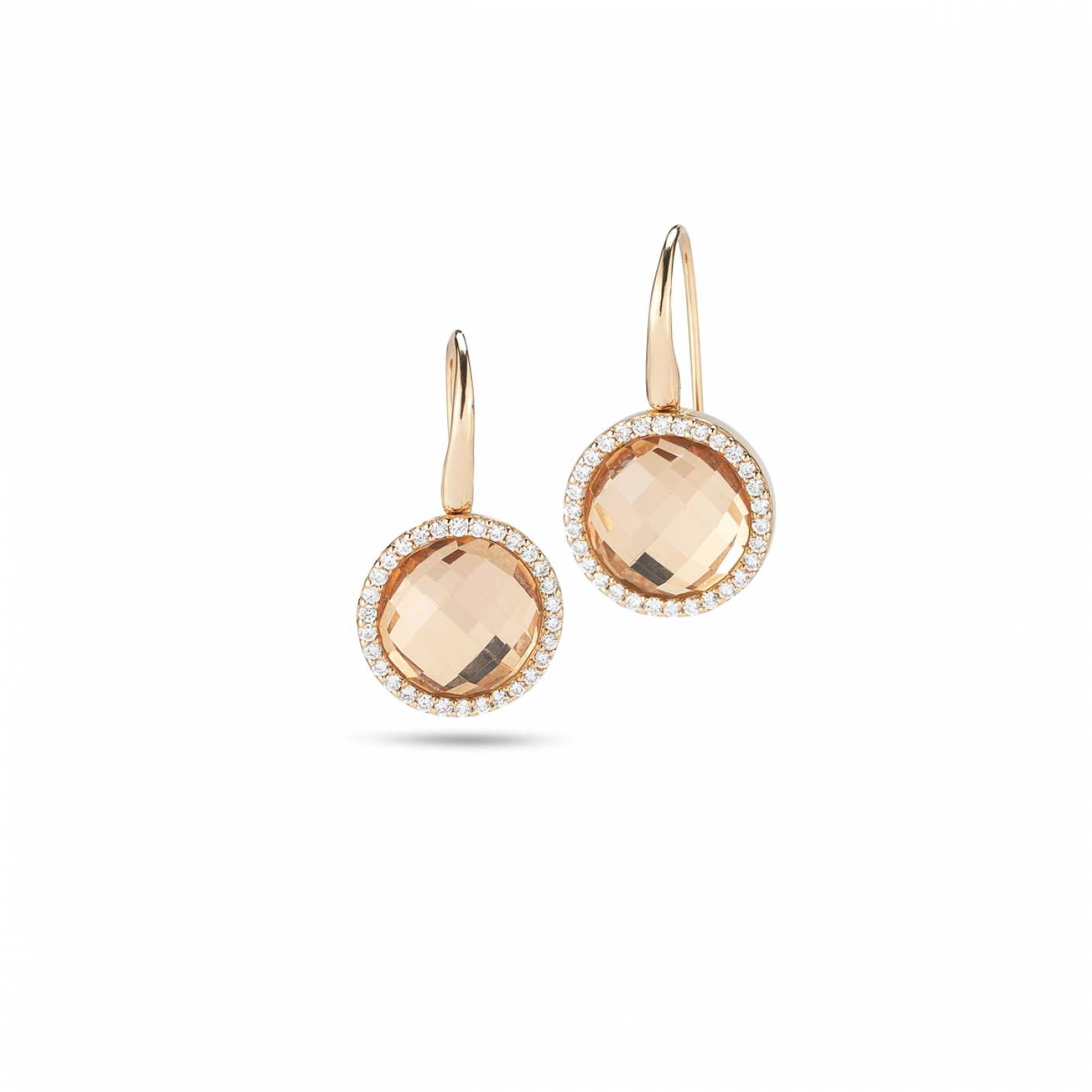 Roberto Coin Cocktail Rose Gold Earrings With Diamonds - Roberto Coin 18kt Gold Cocktail Earrings With Diamonds (1410x1800), Png Download