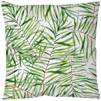 Watercolor Tropical Leafs Pattern Floor Pillow • Pixers® - Blossoming Bird Canvas With Frame (400x400), Png Download