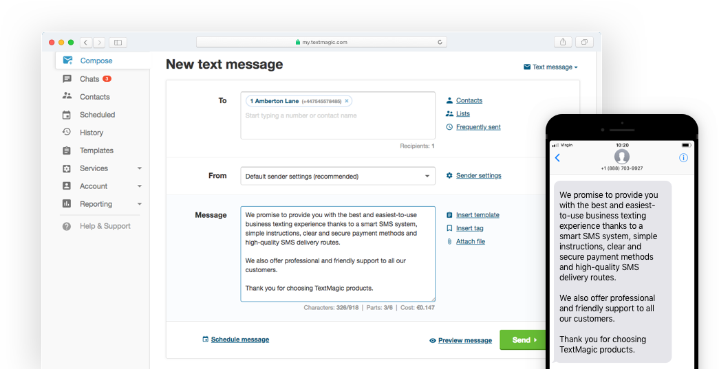 Send Long Text Messages And Include Up To 918 Characters - Text Messaging (1045x537), Png Download