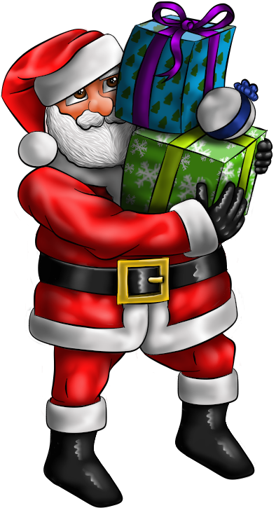 Santa Brining Presents By Harlandgirl On Deviantart - Santa Claus Tumblr Draw (434x737), Png Download
