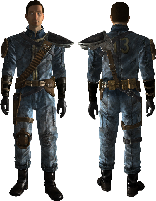 Fallout New Vegas-armored Vault 13 Jumpsuit - Fallout Nv Armored Vault Suit (588x726), Png Download