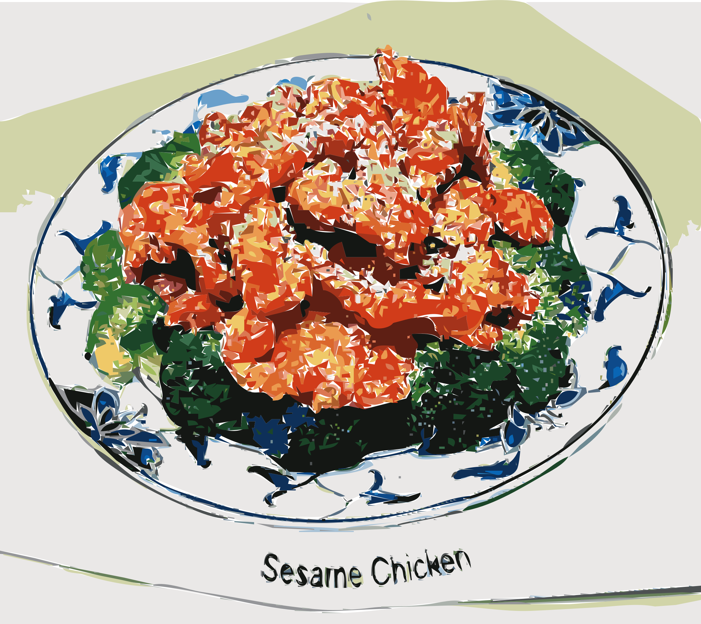 Big Image - Sesame Chicken (2400x2137), Png Download