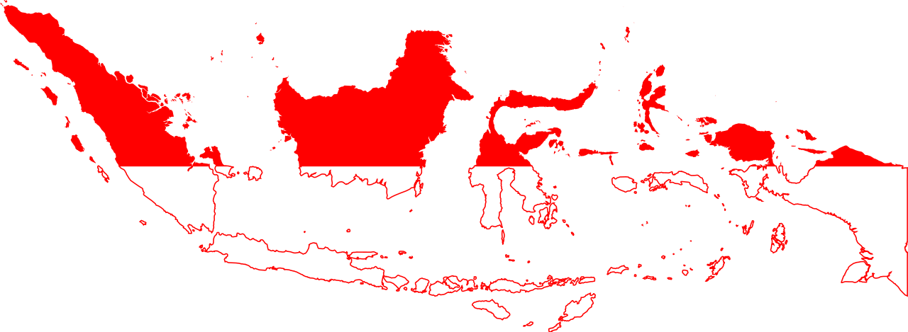Flag Map Of Indonesia - Indonesia Flag Map (1280x469), Png Download