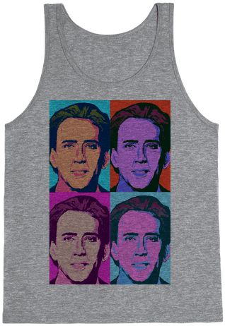 Nicholas Cage Pop Art Parody Tank Top - Softball Practice (484x484), Png Download