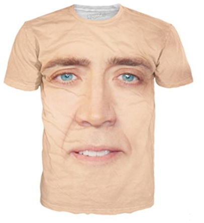 Rageon Men's Nicolas Cage T-shirt - Own Face On Shirt (593x443), Png Download