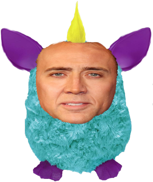 Nicolas Cage Face Transparent - Furby Interactive Plush Blue And Purple (500x610), Png Download