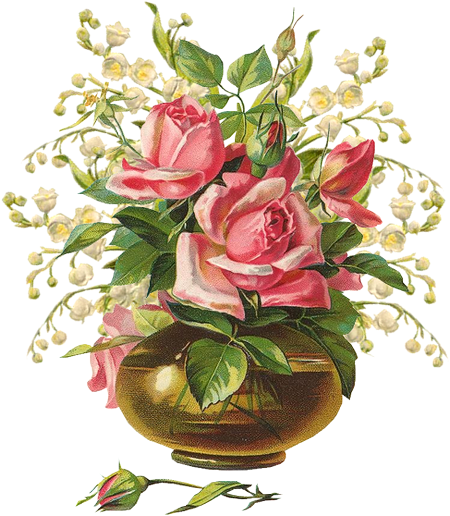 Cestas Y Jarrones De Flores Vintage - Rose Flower Vase Cross Stitch (450x516), Png Download