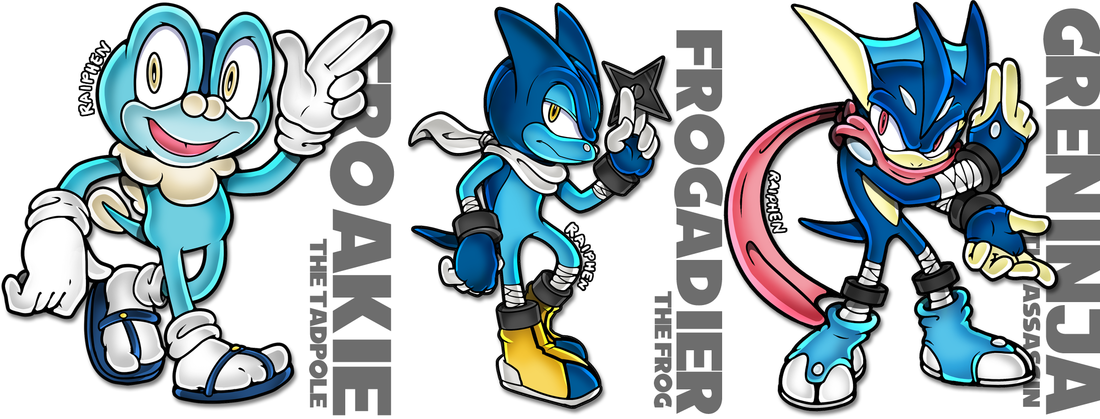 Froakie Evolution Line By Raiphen - Froakie Evolution Line (2192x835), Png Download