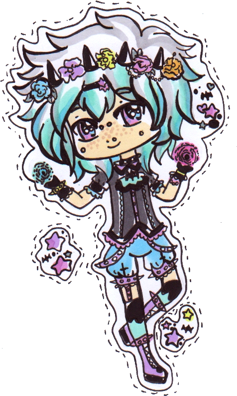 Pastel Goth Boy - Pastel Goth Kawaii Chibi Boy (525x835), Png Download
