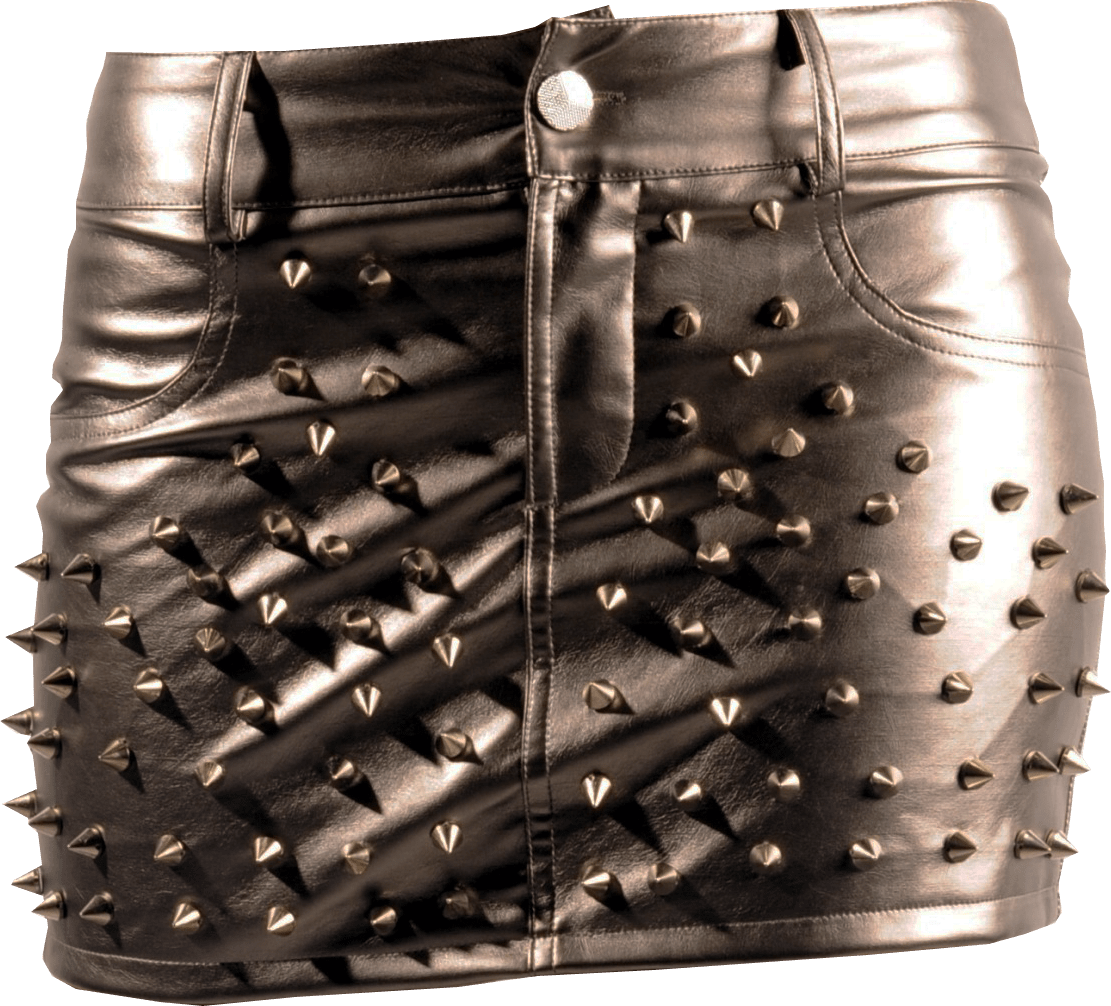Leather Mini Skirt Spike Studs Transparent Background - Leather Mini Skirt Rock (1111x1006), Png Download