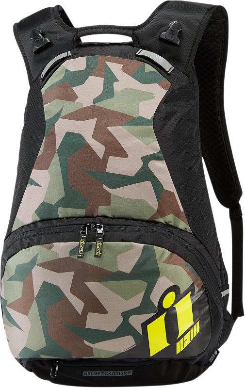 Icon Textile Stronghold Camo Block Style Motorcycle - Icon Stronghold Backpack - Green/neon-yellow - 17 L (505x800), Png Download