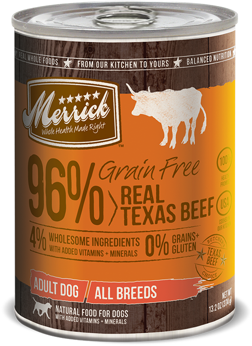 Grain Free 96% Real Texas Beef - Merrick Grain Free Real Beef (pack Of 12) (650x748), Png Download