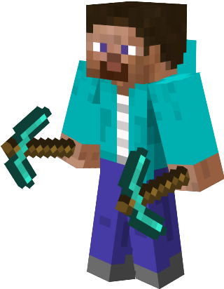Steve Holding Two Diamond Pickakes - Alabama (319x419), Png Download