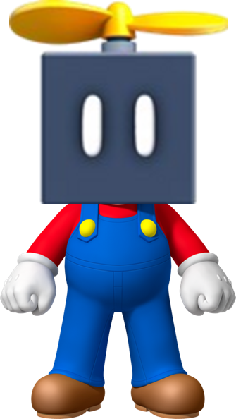 Mario With A Propeller Block - Super Mario Bros (335x594), Png Download