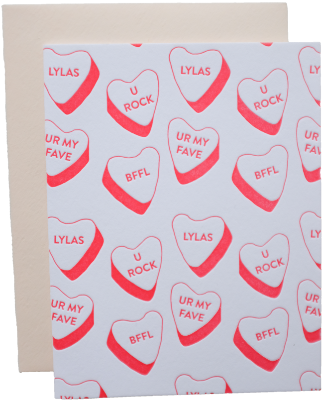 Candy Hearts Galentine's Day Letterpress Greeting Card - Greeting Card (900x900), Png Download