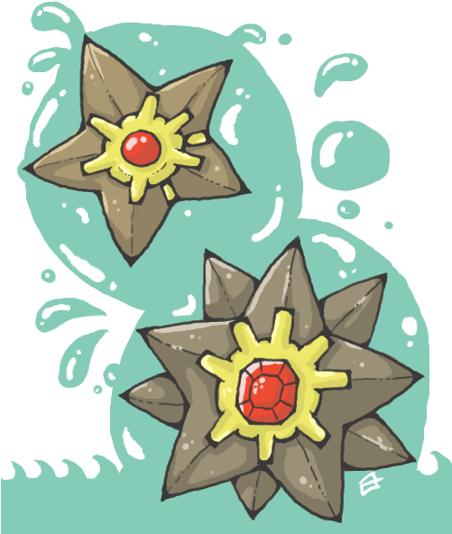 Staryu And Starmie - Starmie (500x600), Png Download