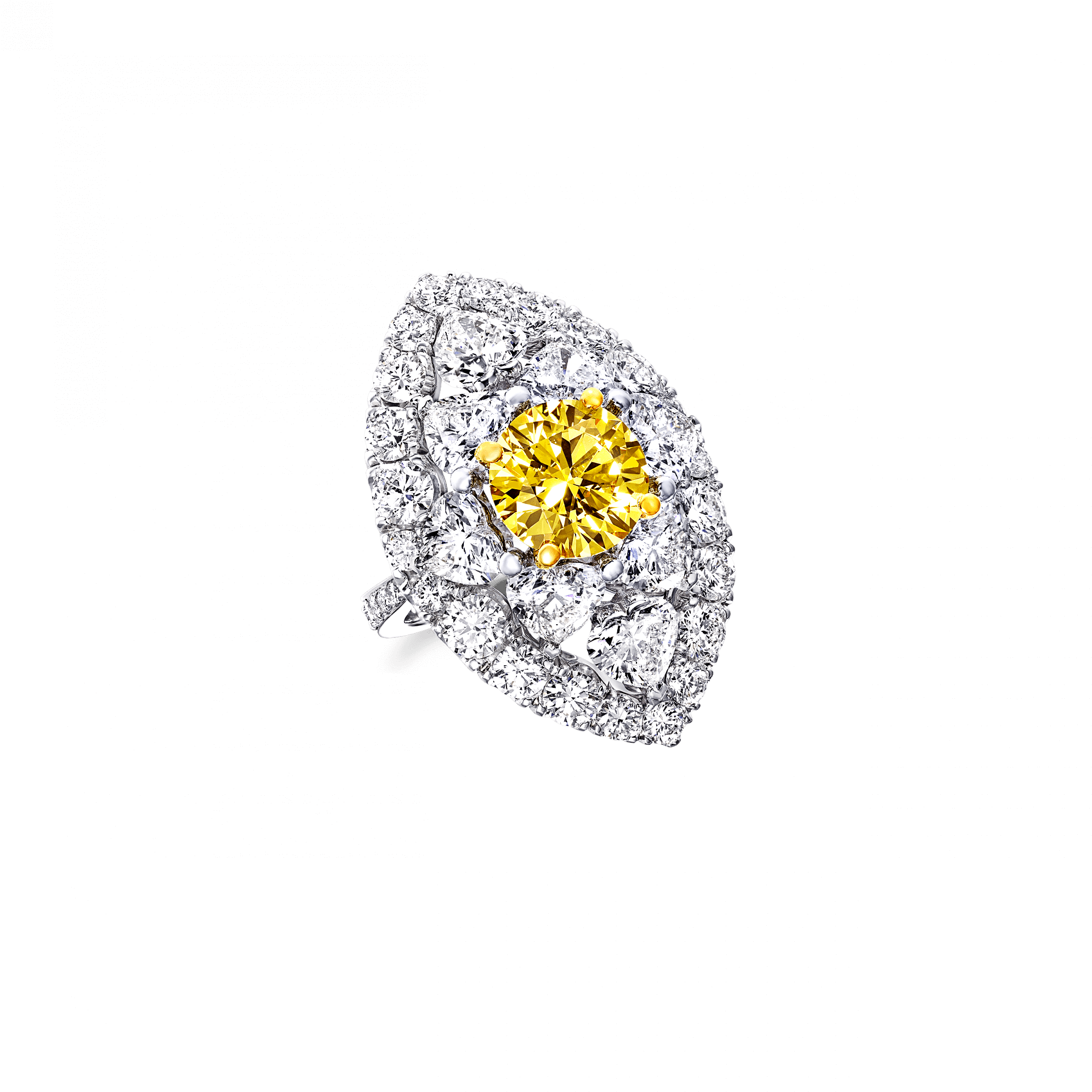A Graff Ring Featuring A Fancy Vivid Yellow Round Diamond - Engagement Ring (2000x2000), Png Download
