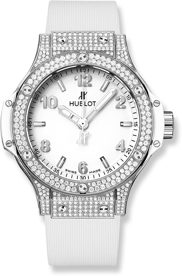 Big Bang Steel White Pavé - White Hublot Big Bang Diamonds (1000x1000), Png Download