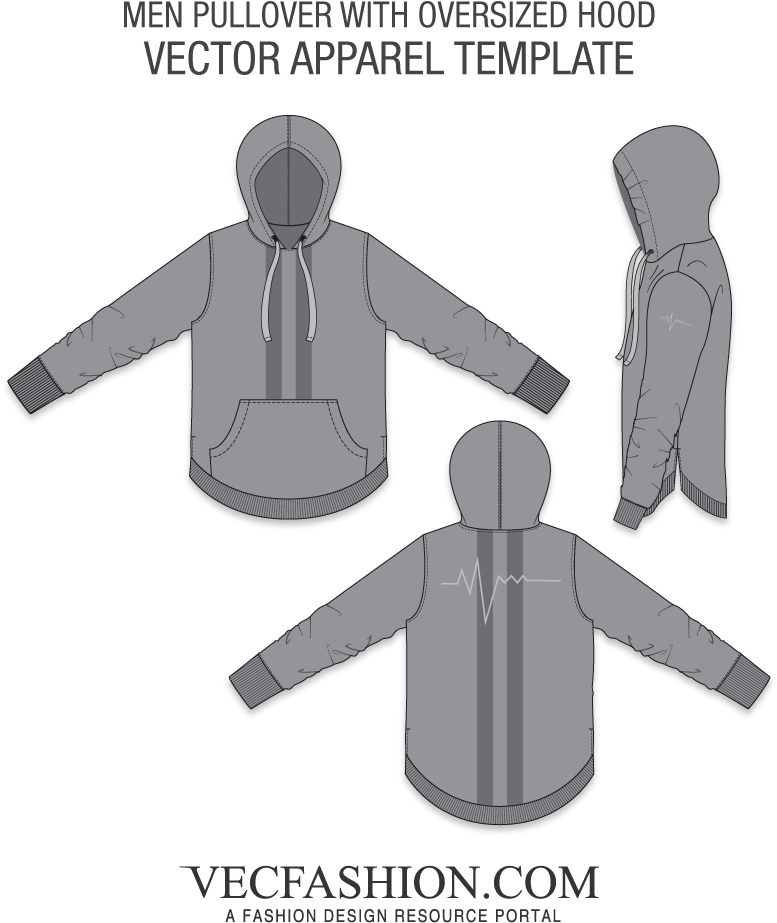 Men Pullover With Oversized Hood - Fashion (1000x1000), Png Download