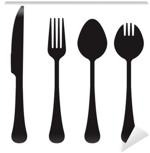 Fototapeta Samoprzylepna Wektor Sylweta Nóż, Widelec, - Spork Vector (400x400), Png Download