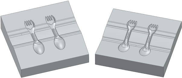 Design Of The Two Mold Halves - Design (650x271), Png Download