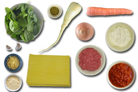 Homebaked Beef Ricotta Lasagna Ingredients - Carrot (570x380), Png Download