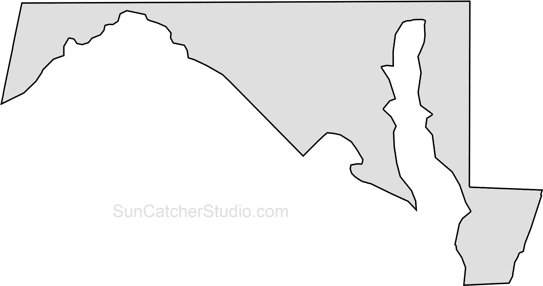 Maryland Map Outline Shape State Stencil Clip Art Scroll - Maryland Outline (1930x1173), Png Download