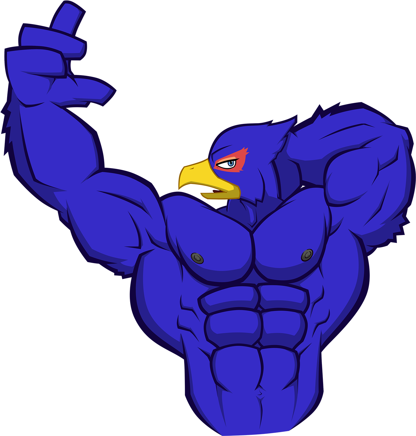 Falco Flexing - Wolf Wolfox (1427x1500), Png Download