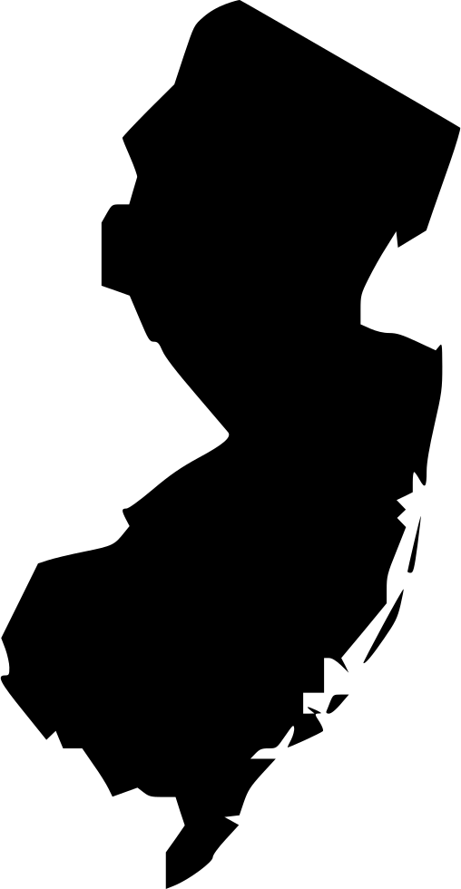 New Jersey Nj - New Jersey Black Map (508x980), Png Download