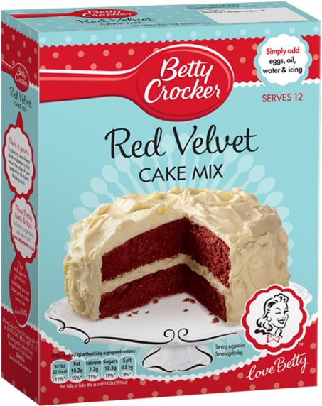 Betty Crocker's Red Velvet Cake Mix (488x600), Png Download