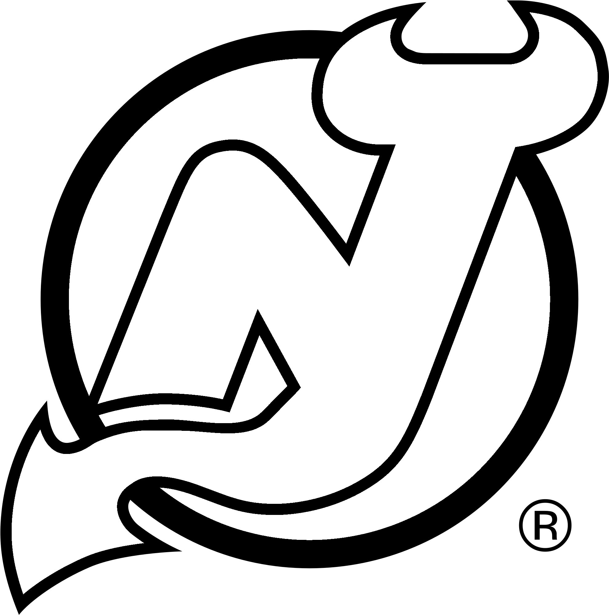 New Jersey Devils Logo Png - Black And White New Jersey Devils (2400x2400), Png Download