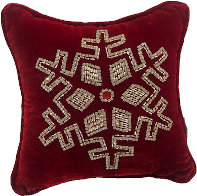 Red Velvet Snowflake Pillow - Pillow (404x416), Png Download