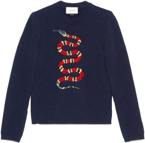 Gucci Clothing Png - Gucci Kingsnake Jacquard Wool Sweater, X-large, Ink (566x560), Png Download