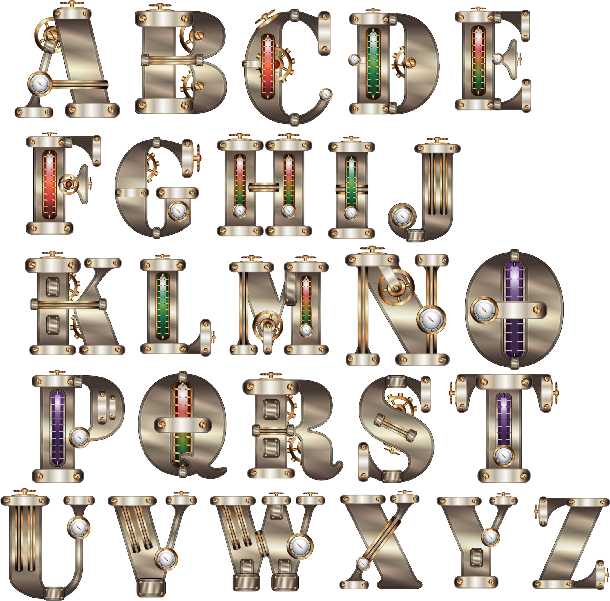 Steampunk Clipart Letter - Steampunk Letters Png (2200x2100), Png Download