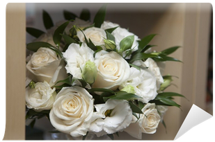Wedding Bouquet Of Pink And White Roses Wall Mural - Garden Roses (400x400), Png Download