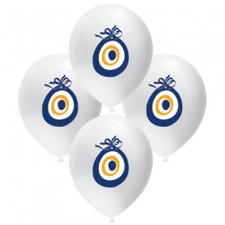 Bebekparti Nazar Boncuklu Beyaz Balon 50 Adet (600x315), Png Download