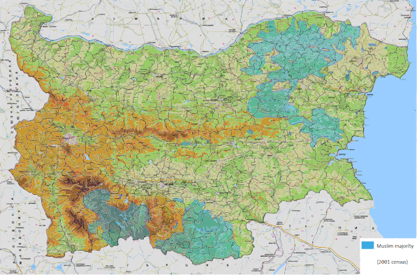 Distribution Of Muslims In Bulgaria - Turkish Speakers In Bulgaria (600x394), Png Download