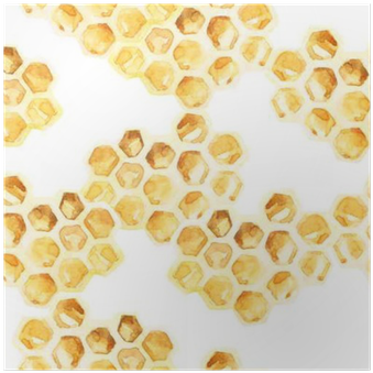 Watercolor Honeycombs Seamless Pattern Poster • Pixers® - Honeycomb Watercolor Free (400x400), Png Download