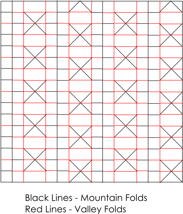 Flexing Honeycomb Crease Pattern - Grafico Capitone De Ondas (641x760), Png Download